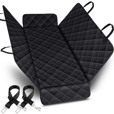 Dog Car Seat Covers, Waterproof Black Quilted Dog Car Back Seat Covers With Pet Travel Hammock For The Trunk Of The Car