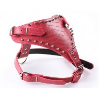 genuine leather spike dog harness