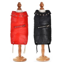 2020 Amazon Hot Sales Winter Waterproof Rivet Soft Leather Pet Jacket  Pet Dog  Clothes